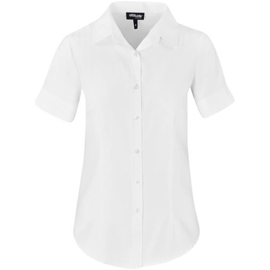 Ladies Short Sleeve Nottingham Shirt White Front